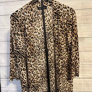 Share Kasper Black & Gold Cheetah Print Cardigan Sweater Women’s L Lightweight